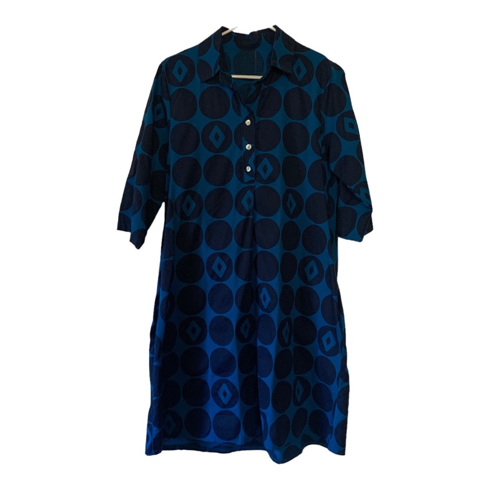 100% cotton shirt dress w/ pockets in modern design direct from Italy